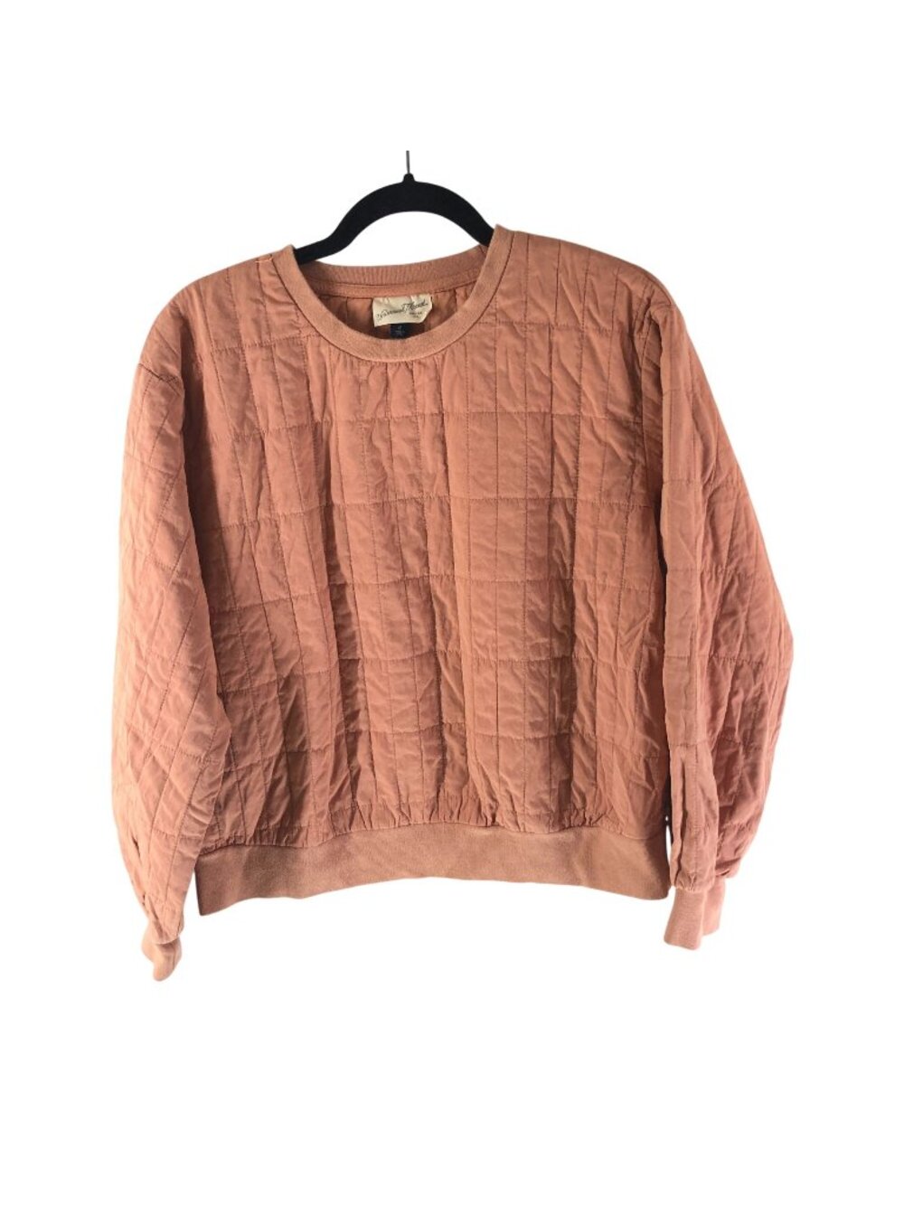 Universal Thread Womens Sweatshirt Quilted Crew Neck Long Sleeve Orange M